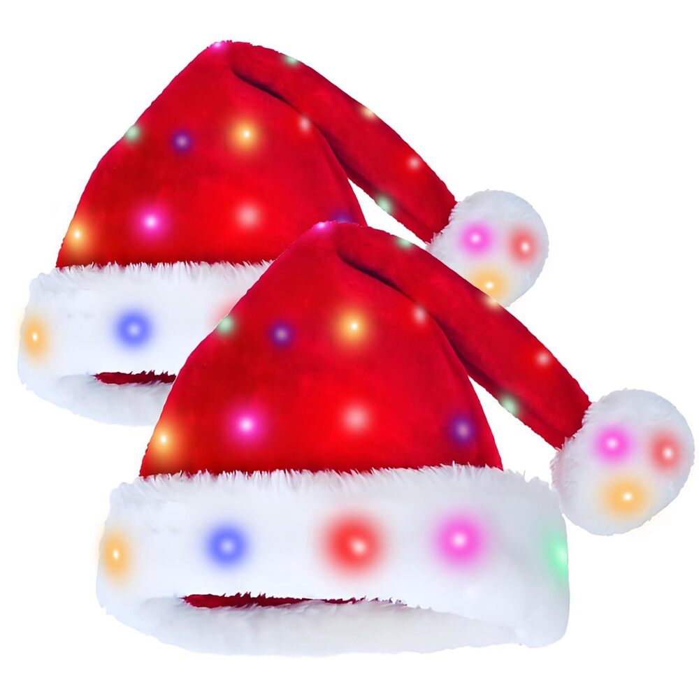 4845 Santa Hat Light Up Electric Christmas Hats 2Pcs Adults Adult ,Red